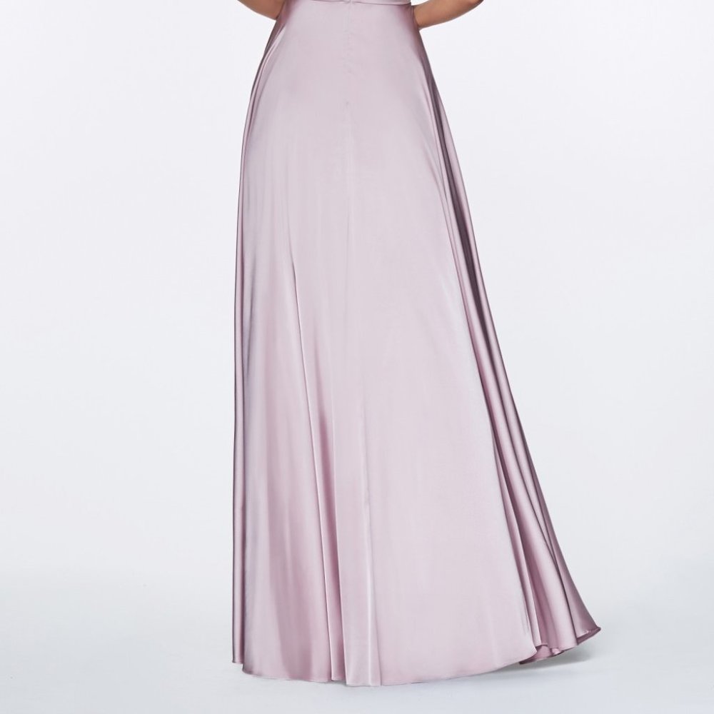 V-Neck Satin Leg Slit Prom Dress CD7469 - Picture 3 of 5